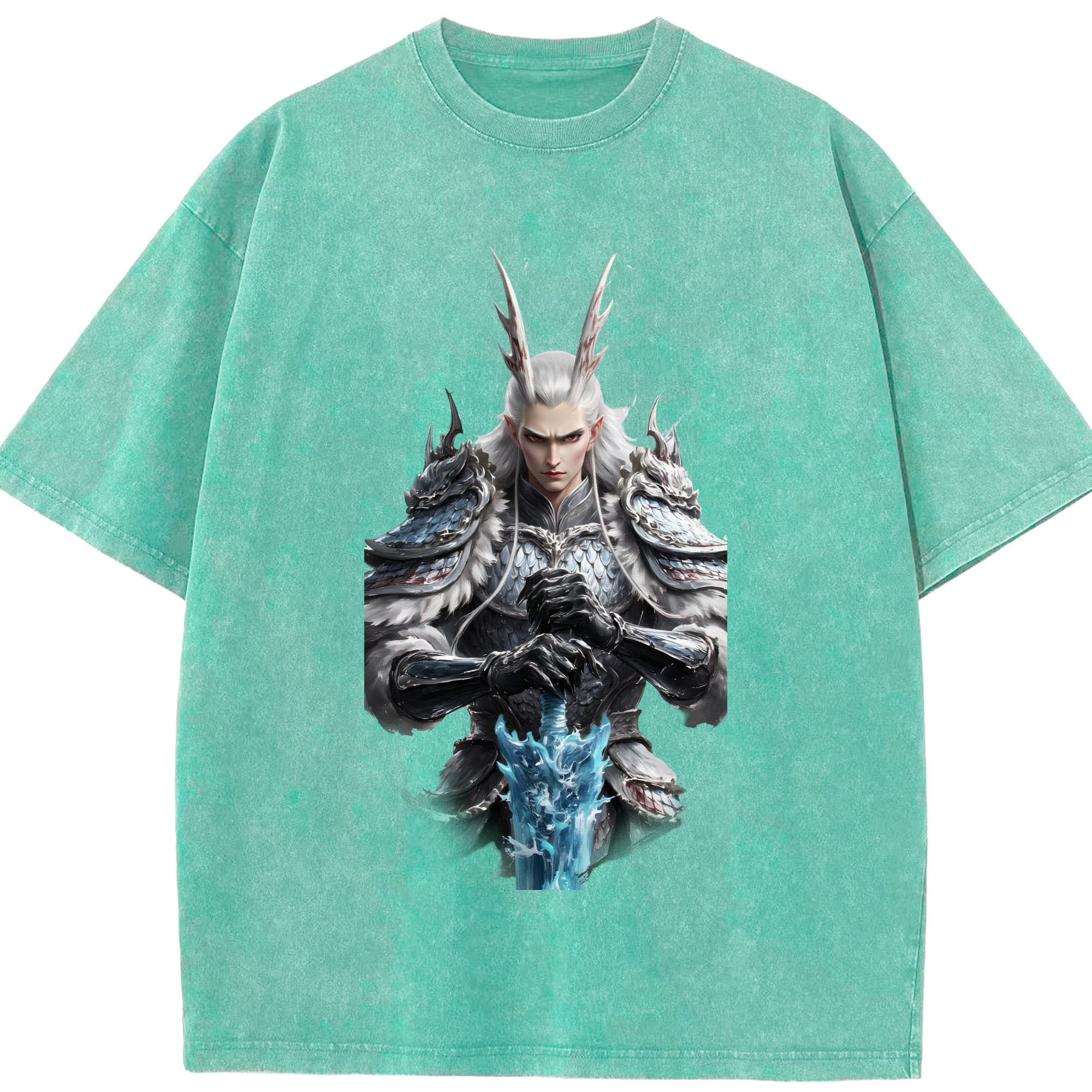 （画像用） Ne Zha 2 ナタ 魔童の大暴れ 綿100% ヴィンテージ風 半袖Tシャツ（フロントプリント）
